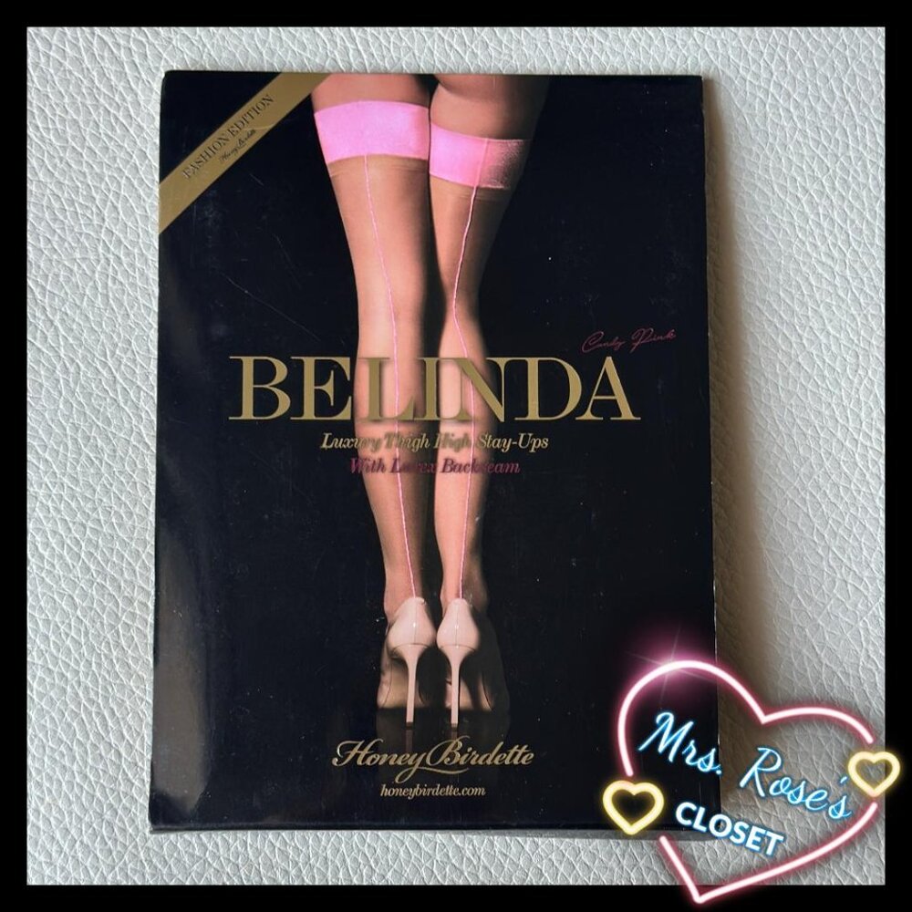 UNOPENED Honey Birdette Belinda Candy Pink Thigh High Stockings, Size Small